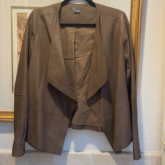 Vince Leather Draped Jacket - Picture 2 of 8